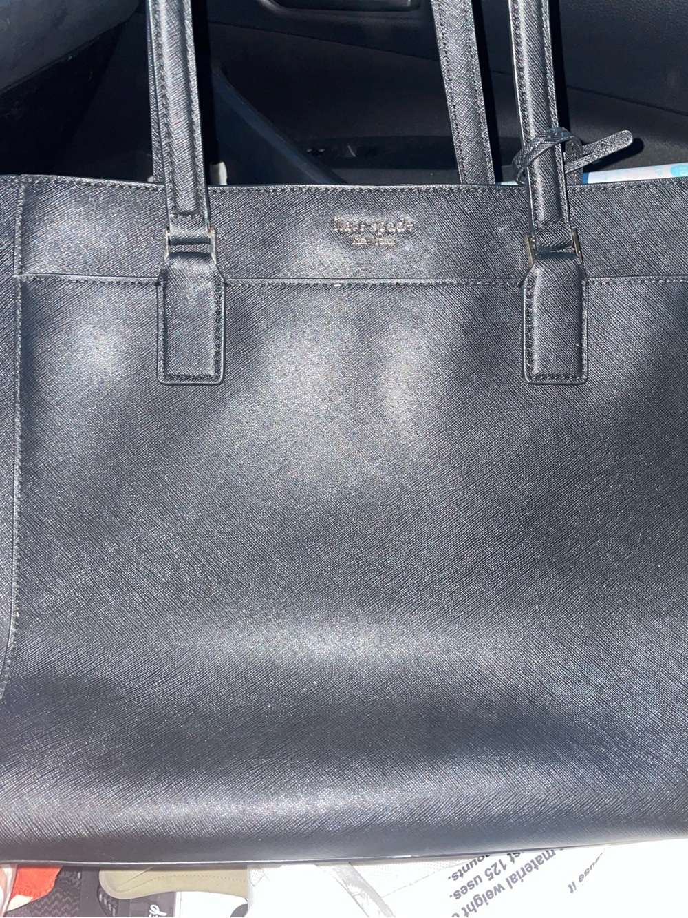 kate spade Black Saffiano Leather Tote with Signature Spade Lining